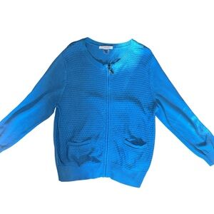 Allison Daley blue Knit zip up Sweater cardigan
